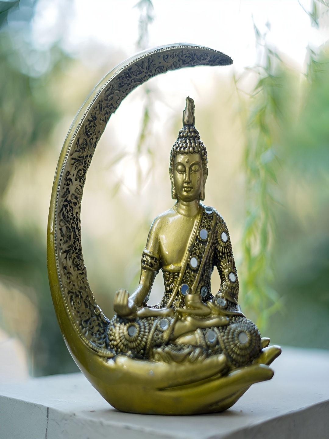 

Craftlayout Gold-Toned Lord Buddha Religious Idol Showpiece