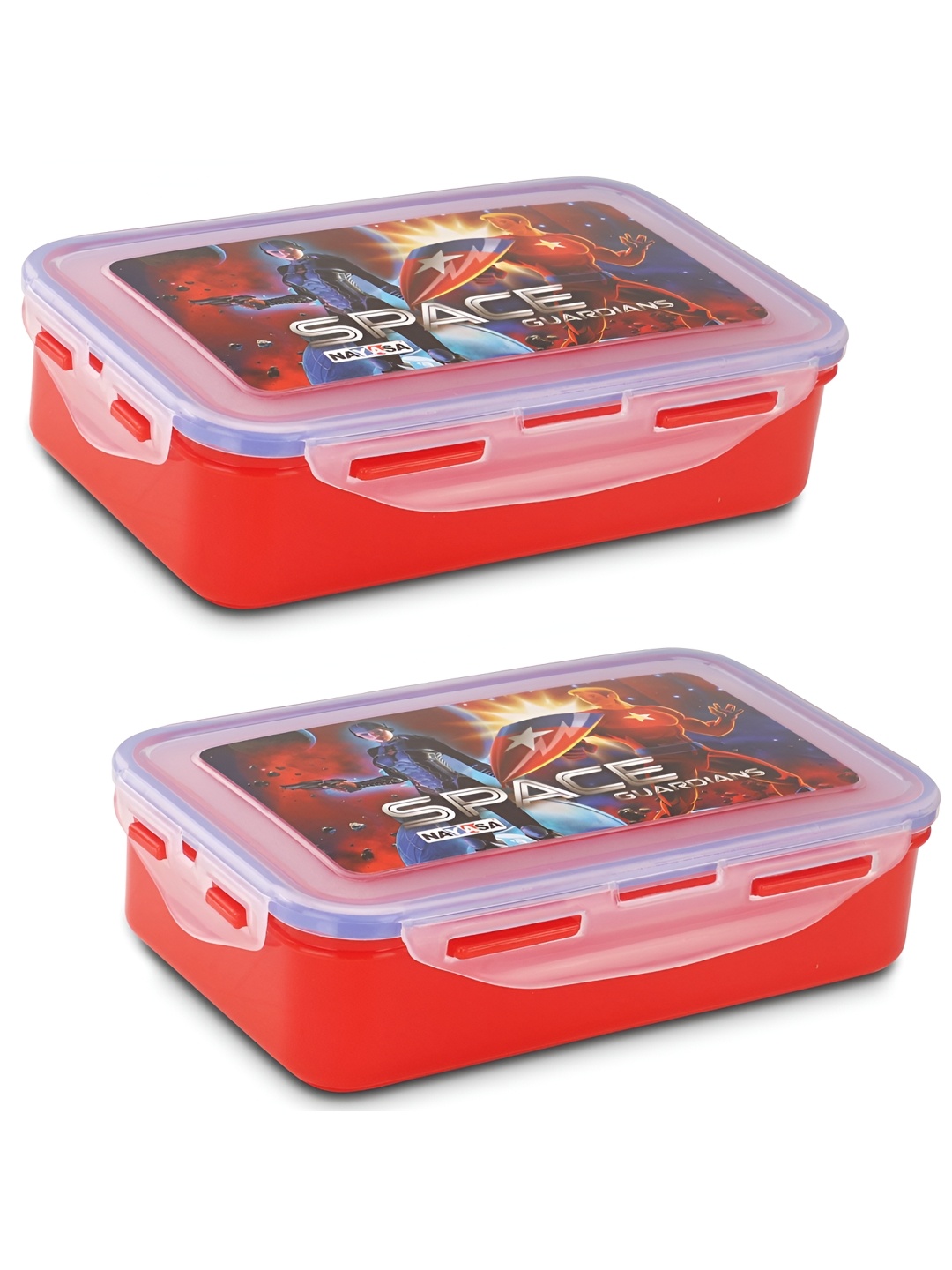 

Nayasa Crazy Reguler Lunchbox Plastic, Set of 2 Air Tight, Leakproof, BPA Free, Red