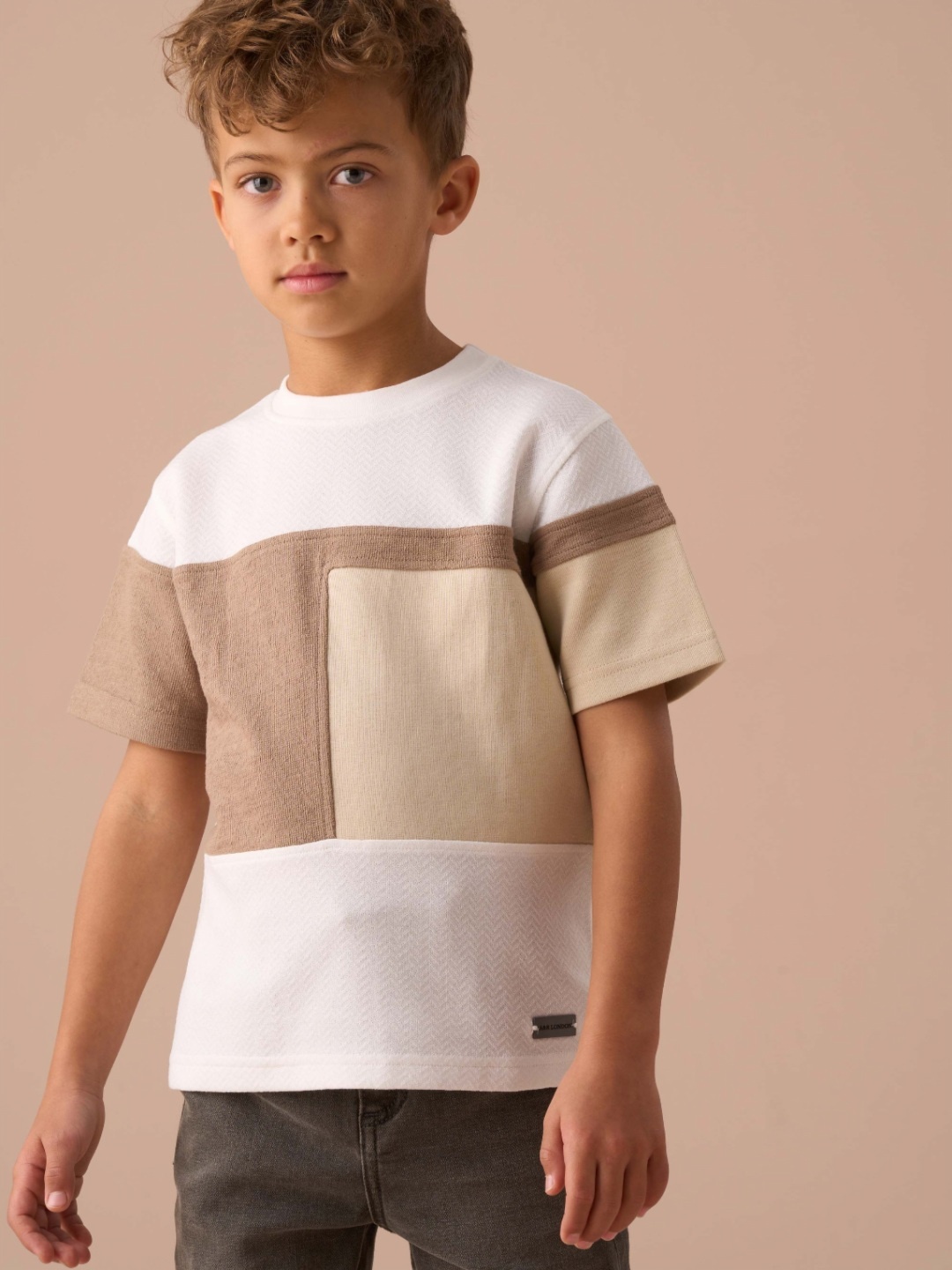 

Angel & Rocket Callum Textured Block T Shirt, White