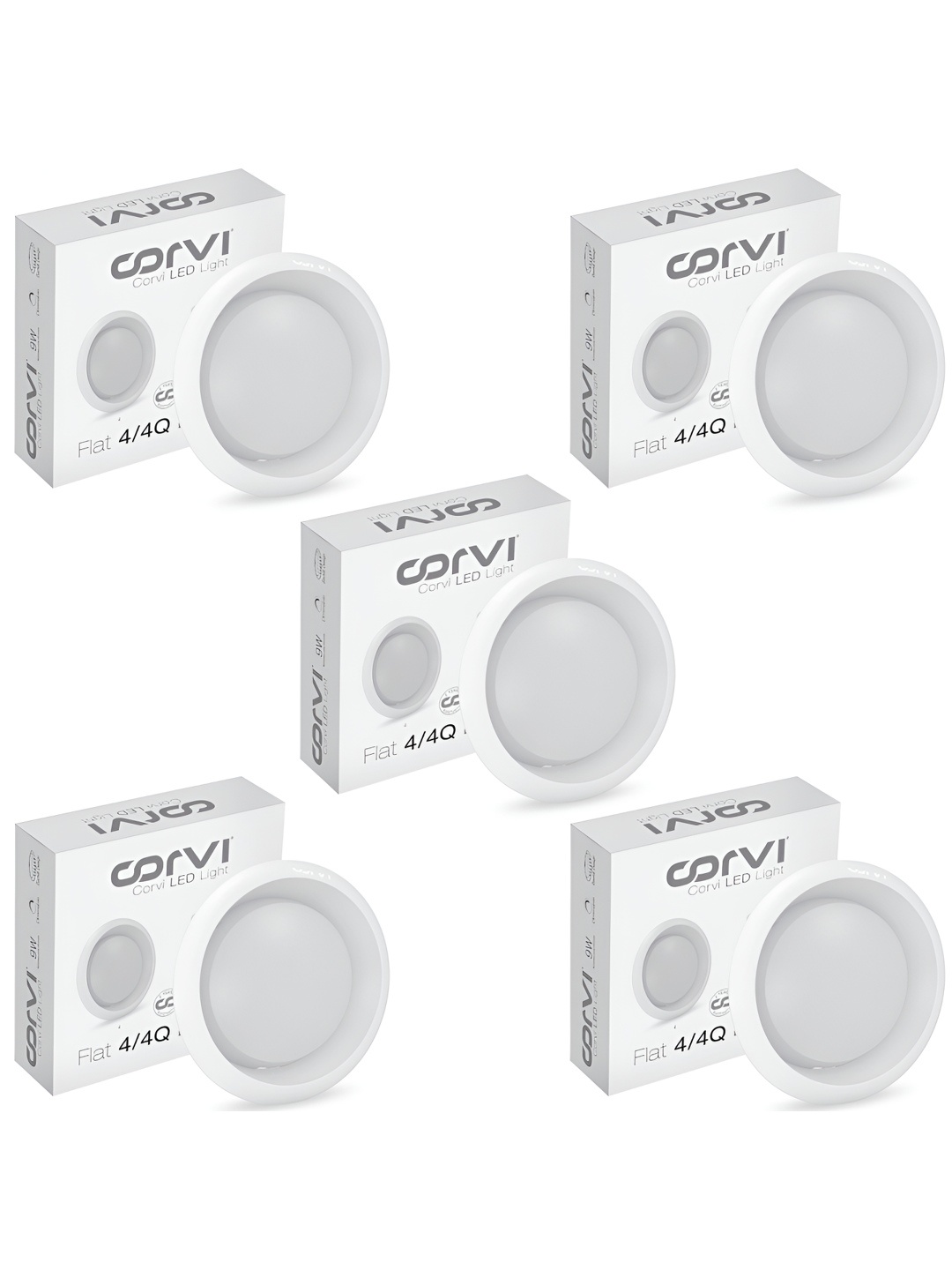 

Corvi White 5 Pieces LED Surface 4 Round White 6W Dimmable Ceiling Panel Lights