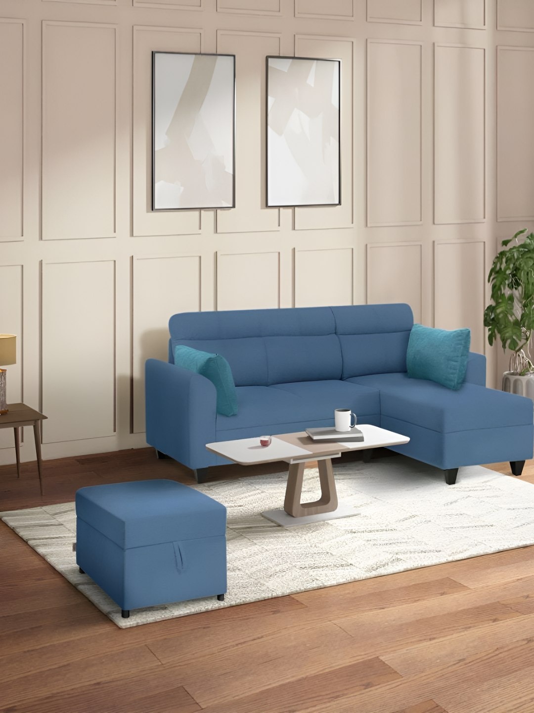 

Duroflex Blue Wooden 2 Seater Fold Out Sofa Cum Bed