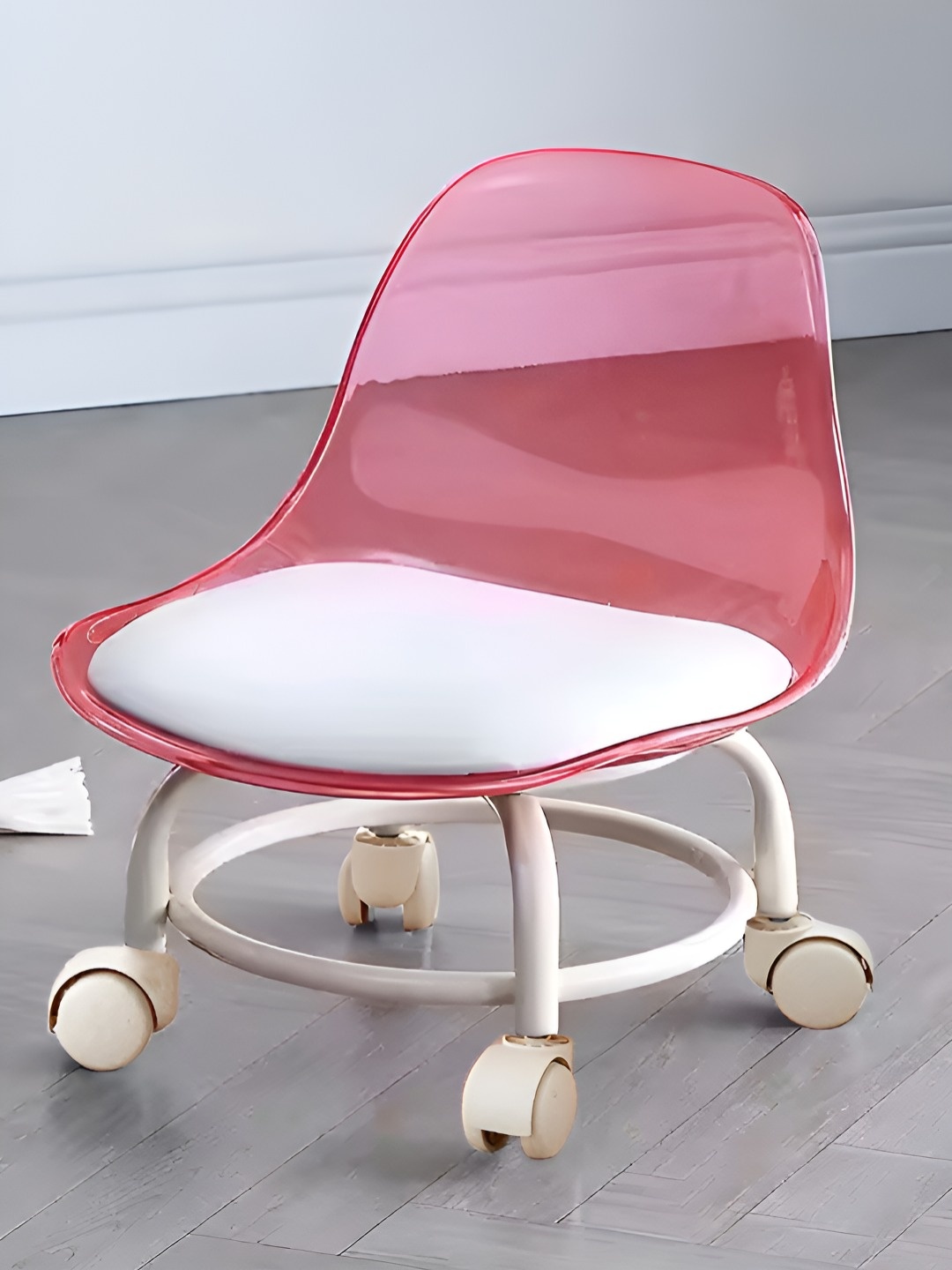 

DecorTwist Pink & White Lounge Chair With Wheels