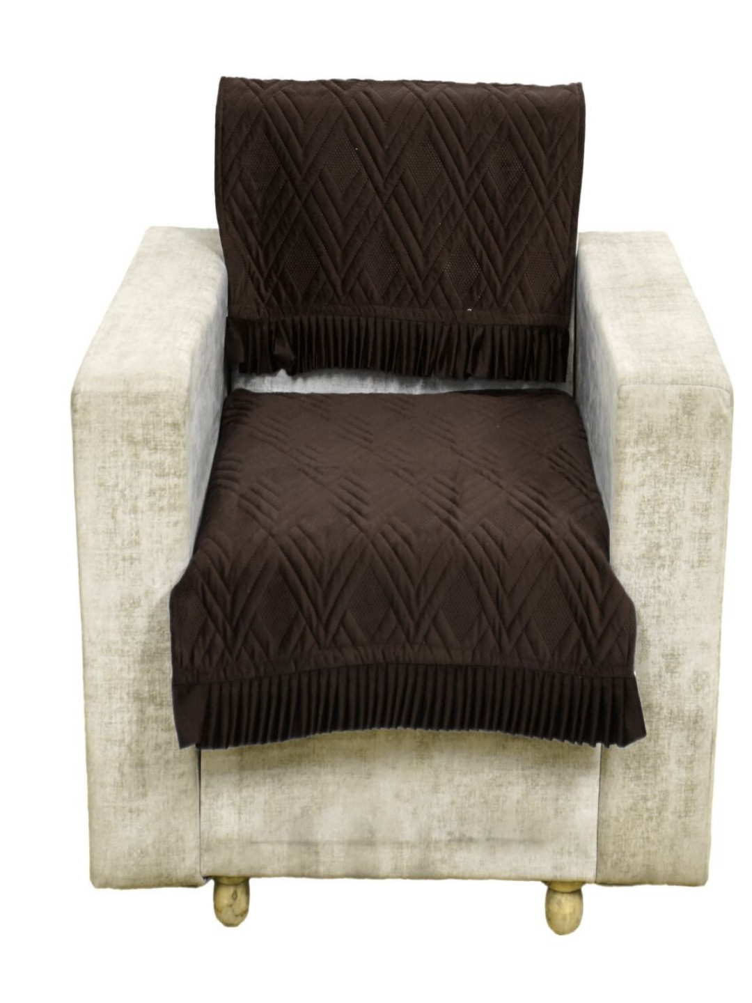 

Fashion Throw Coffee Brown Velvet 2 Piece Sofa Cover