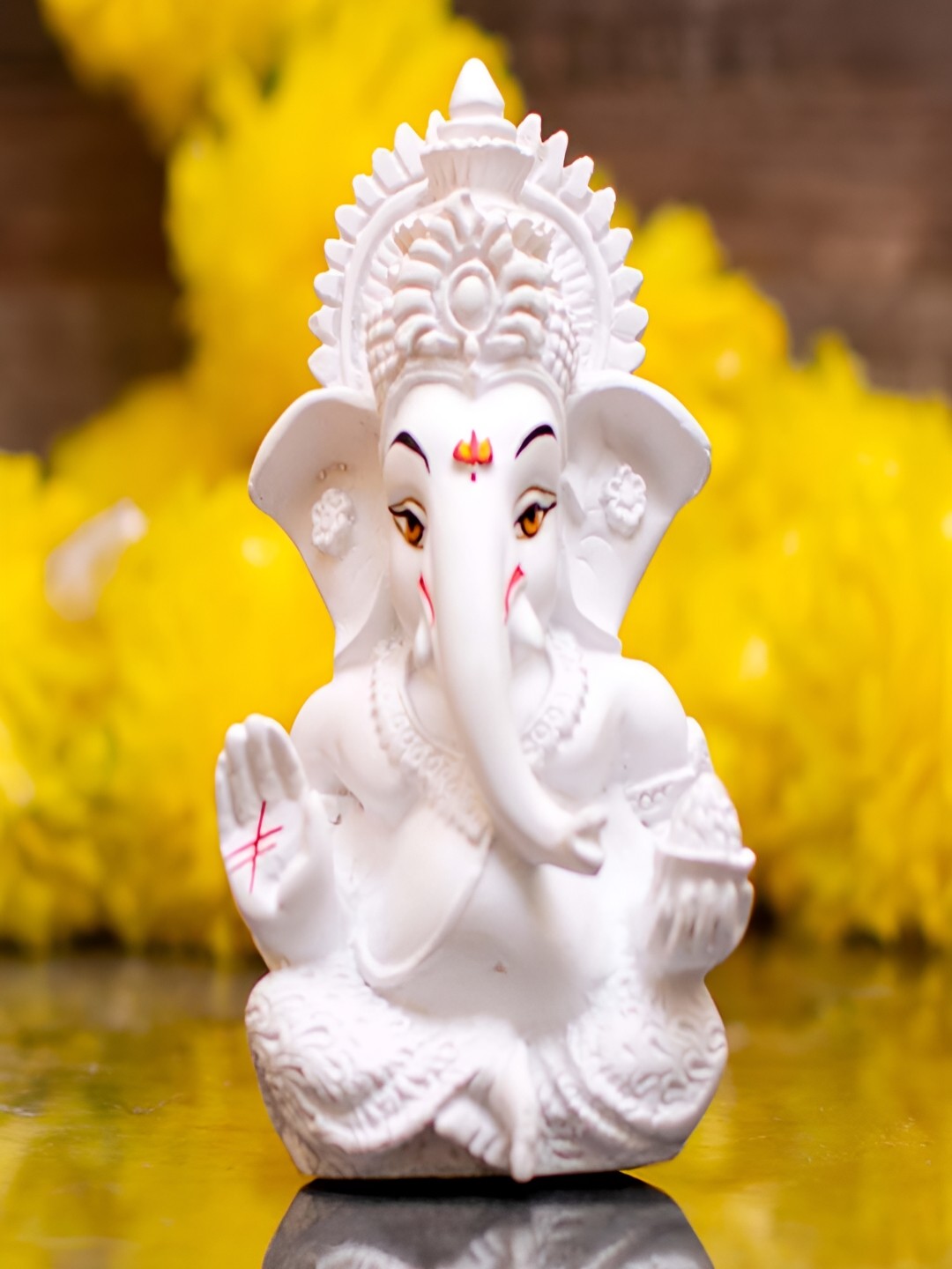 

Craftlayout White & Black Ganesha Religious Idol Showpiece
