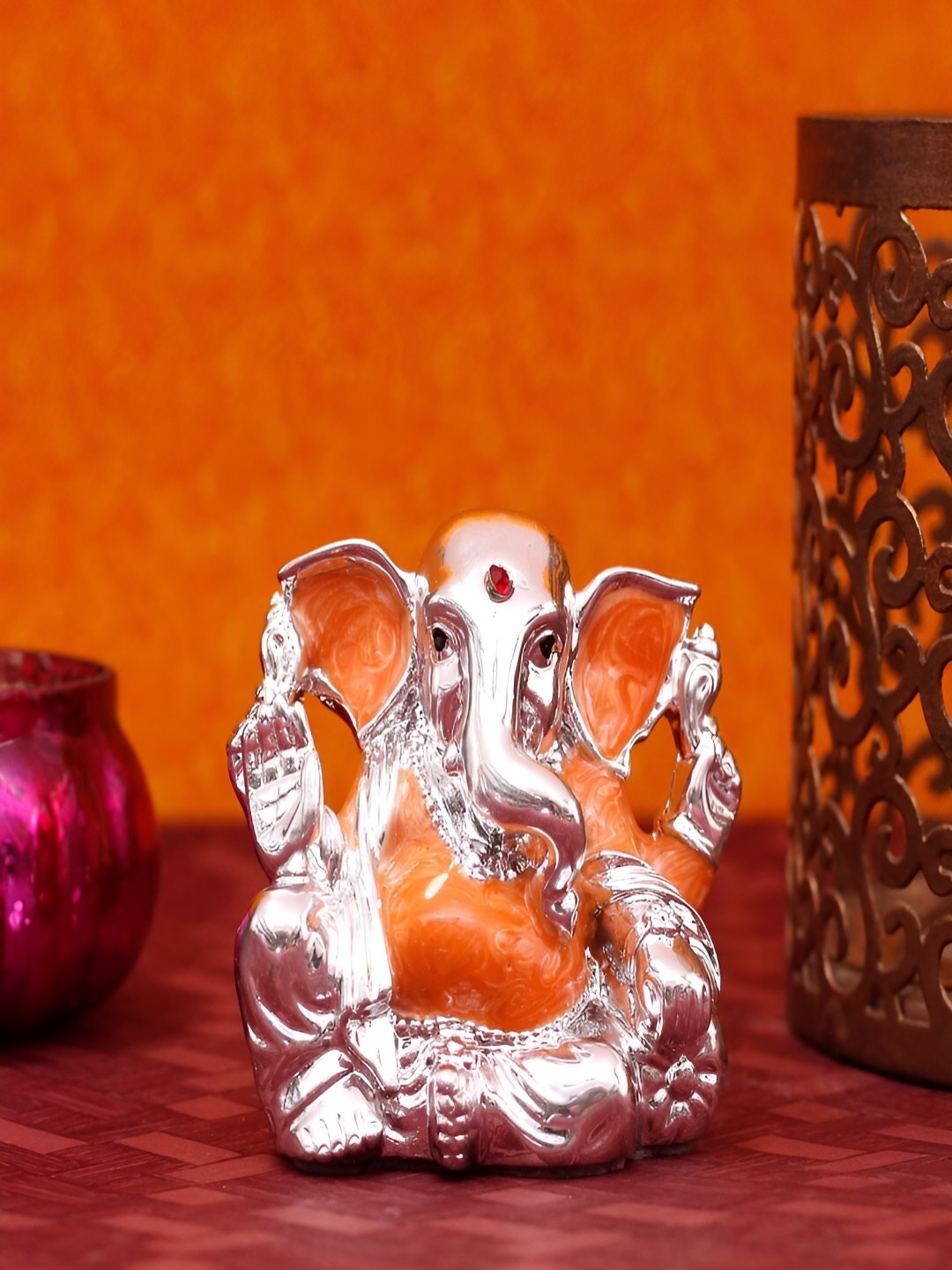 

Craftlayout Silver-Toned Lord Ganesha Religious Idol Showpiece