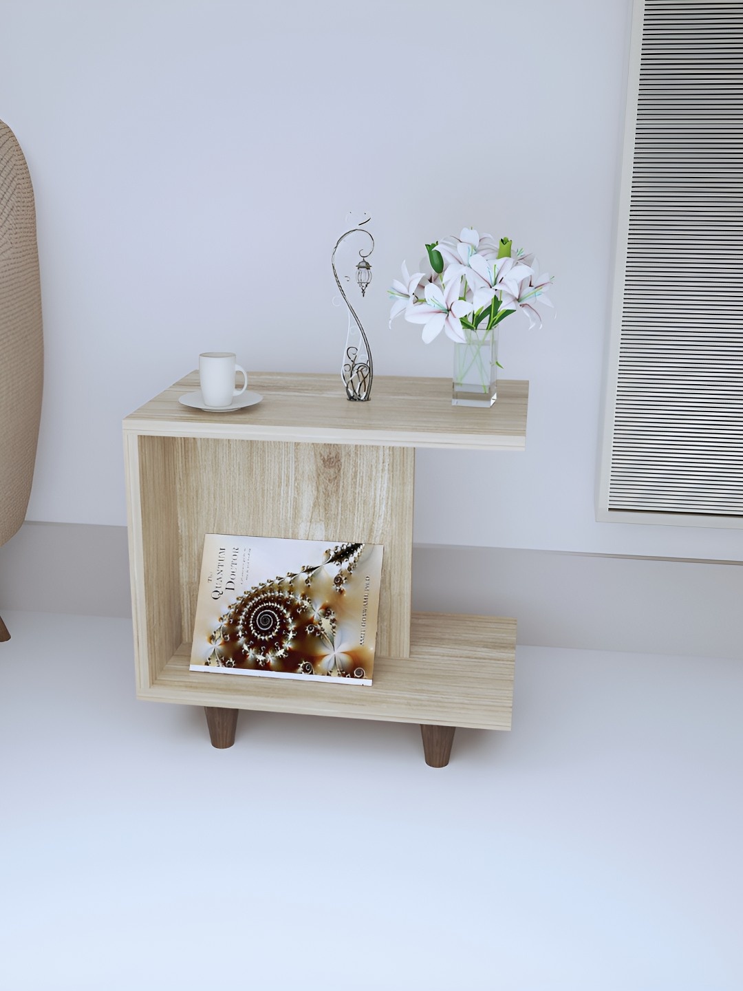 

RANDOM Beige Wooden Square Bedside Table