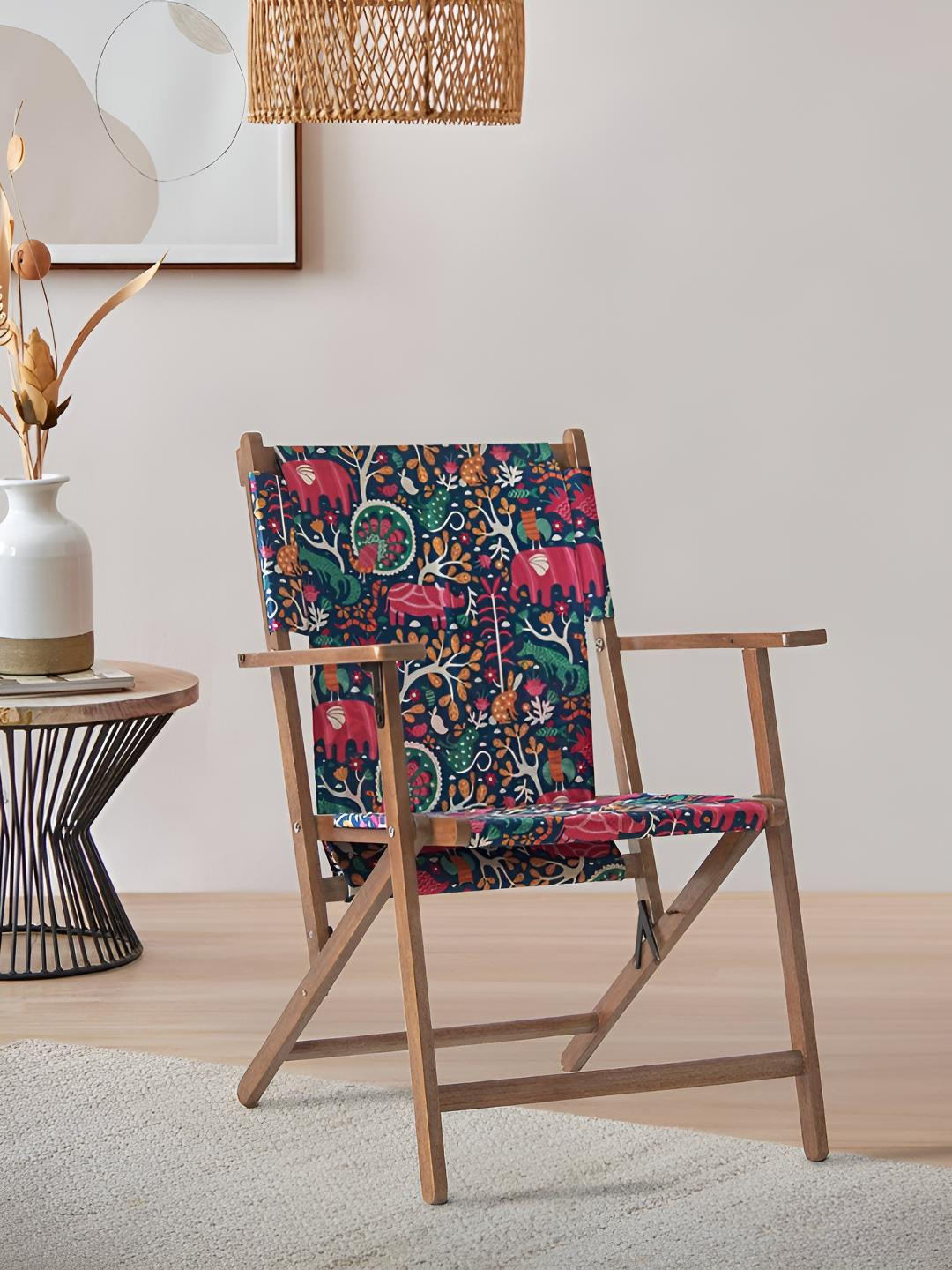 

Chumbak Bistro Gond Tribal Folding Chair, Brown