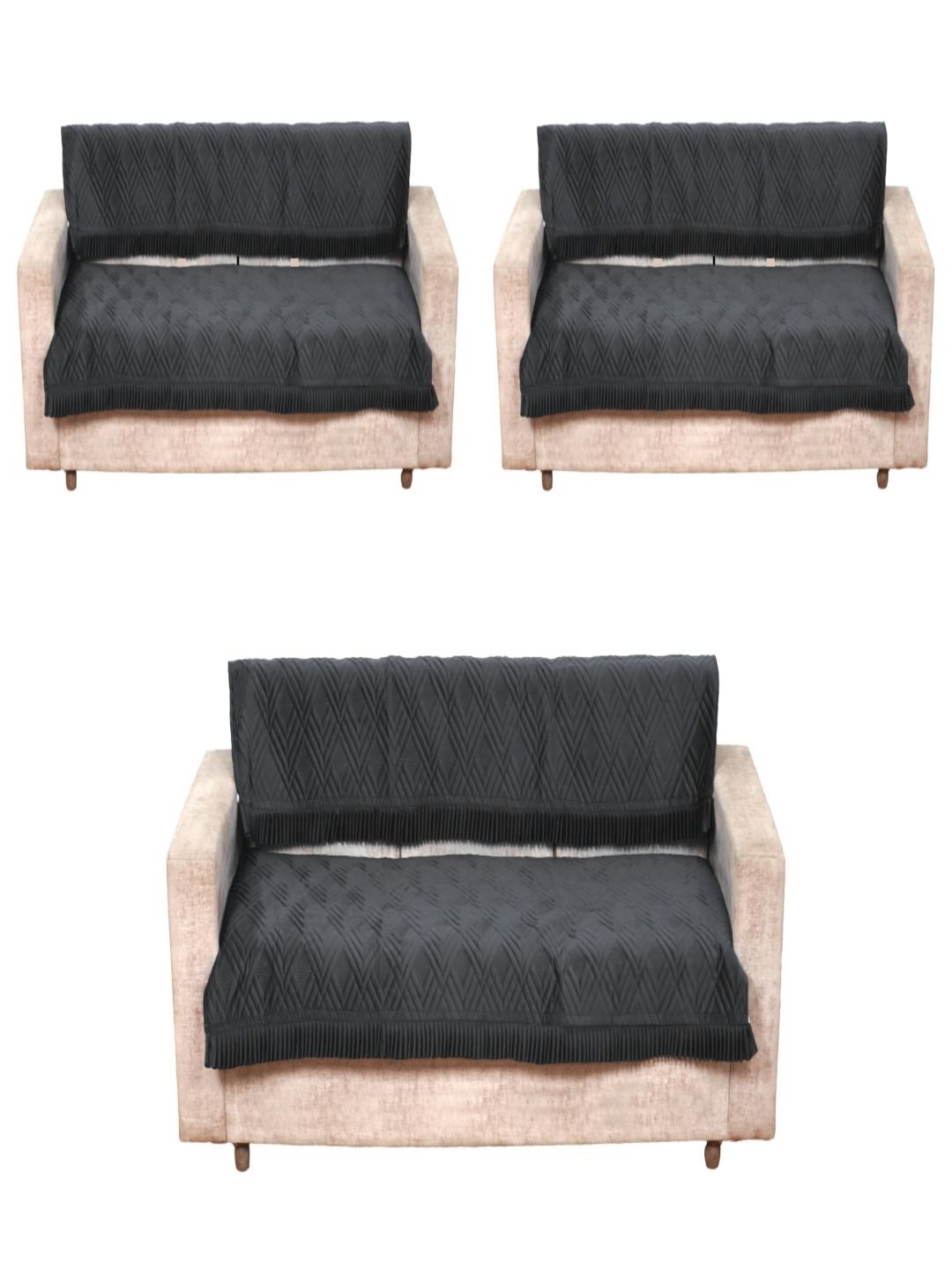 

Fashion Throw Grey 6 Pieces Velvet Sofa Cover