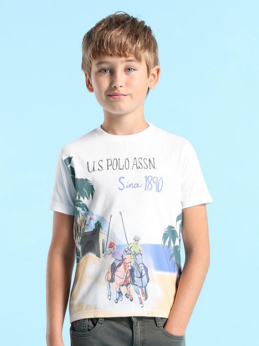 

U.S. Polo Assn. Kids Boys Printed T-shirt, White