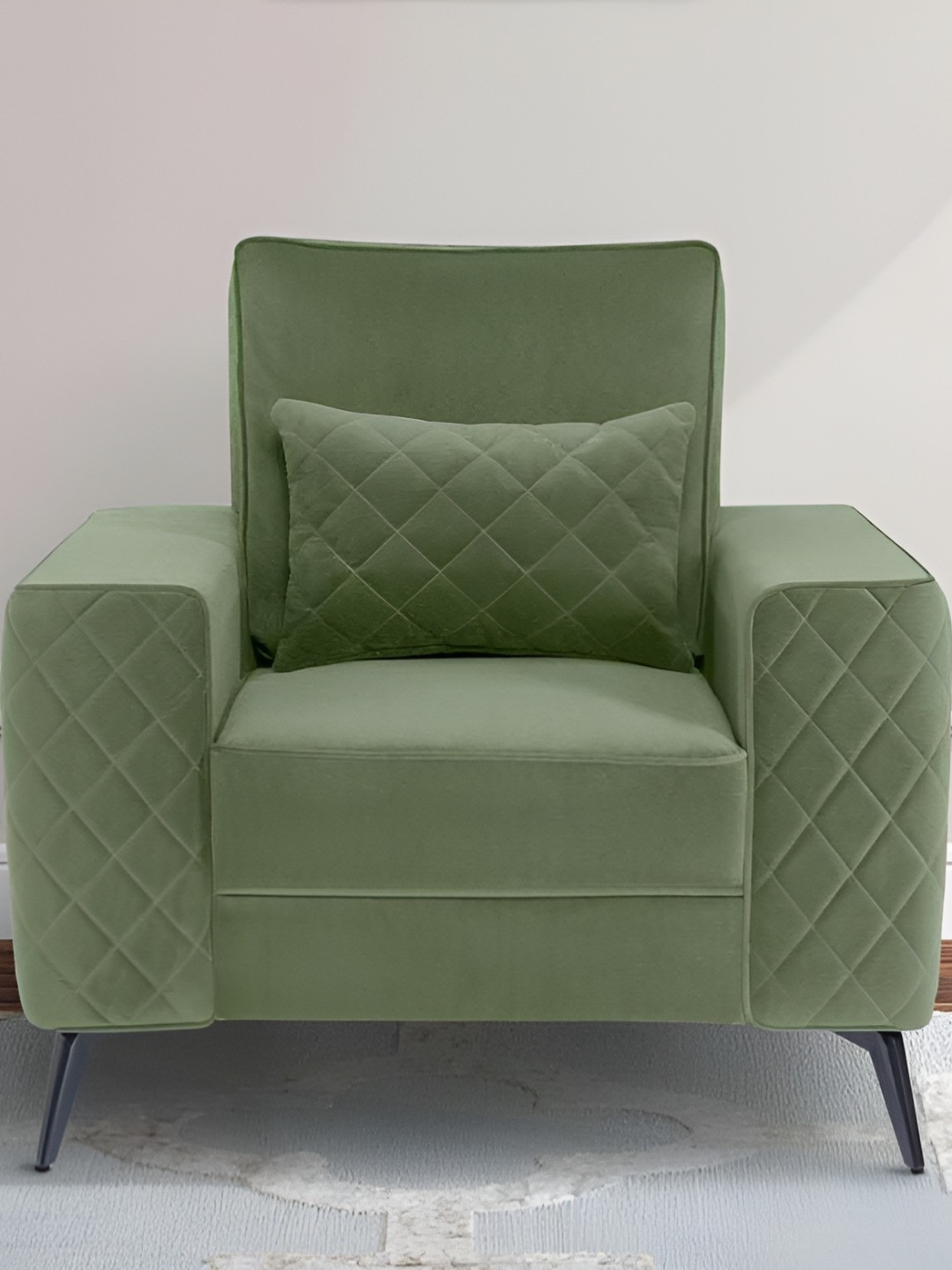 

Duroflex Eden Green1 Seater Premium Fabric Sofa With Cushion, Green