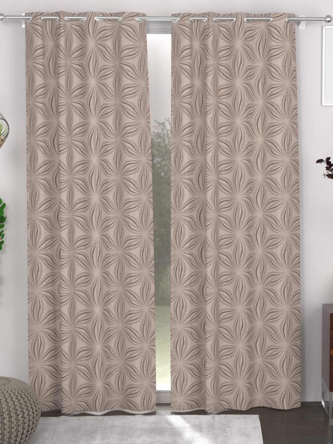 

CHHAVI INDIA Grey & Beige 2 Pieces Floral Printed Door Curtain