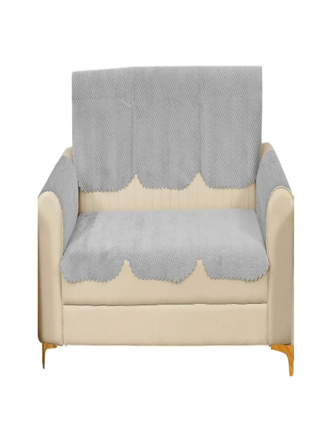 

Fashion Throw Grey 4 Pieces Quilted Three Seater Velvet Sofa Covers With Arms