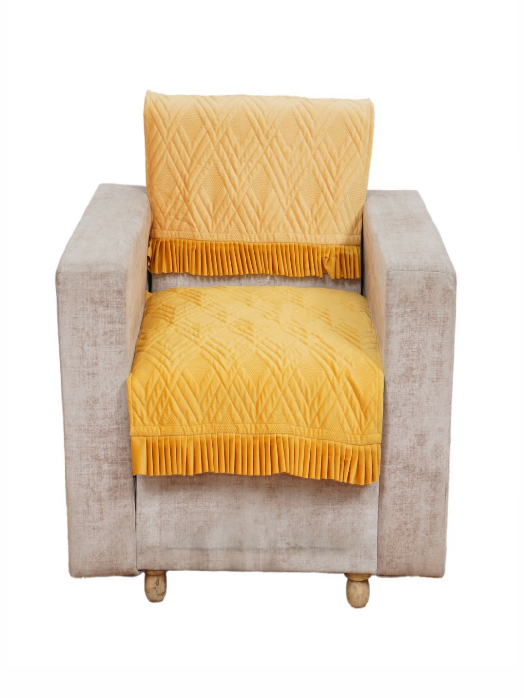

Fashion Throw Yellow Velvet 2 Piece Sofa Cover