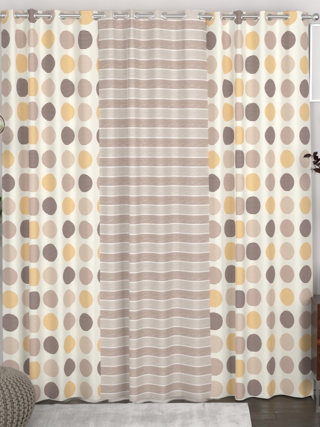 

CHHAVI INDIA White & Yellow Set of 3 Geometric Door Curtain