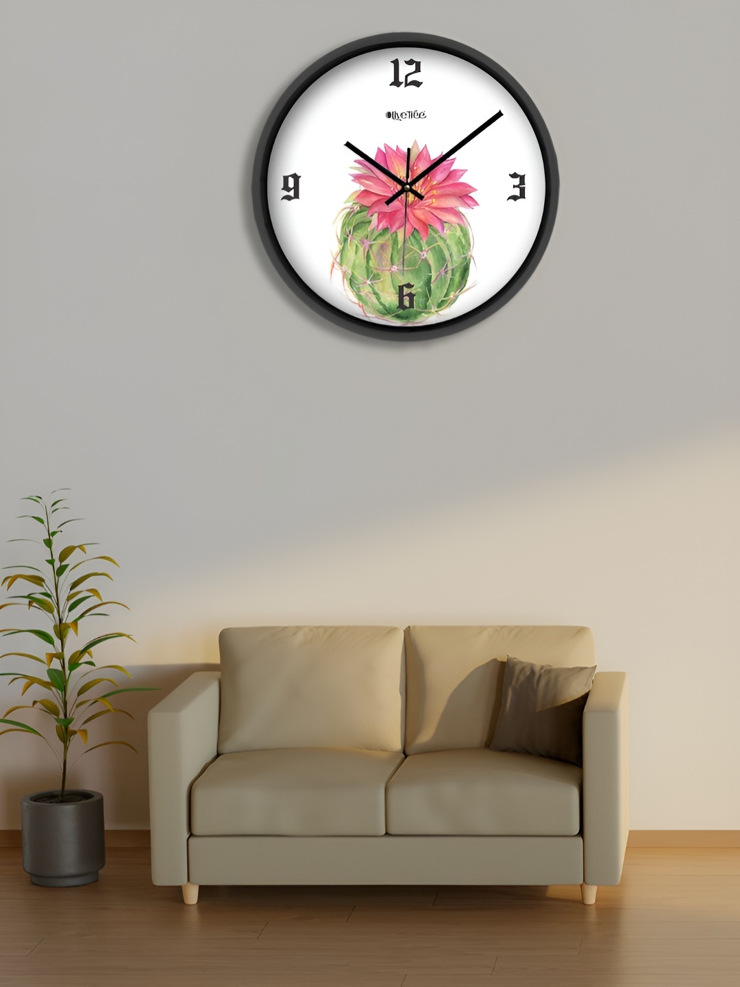 

OLIVE TREE Black & White Floral Printed Round Shaped Contemporary Wall Clock
