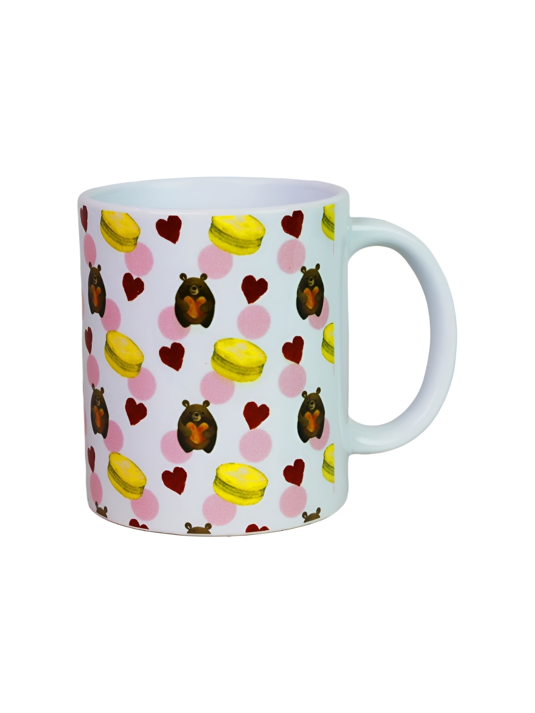 

KOLOROBIA White & Yellow Pampered In Love Printed Ceramic Mug-325 ml