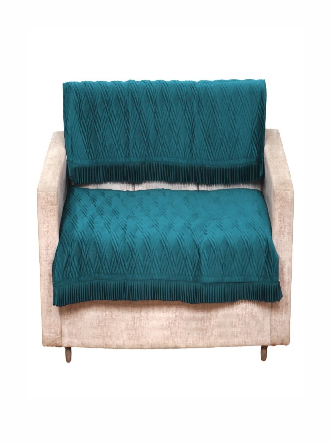 

Fashion Throw Teal 2 Pieces Velvet 4 Seater Sofa Covers