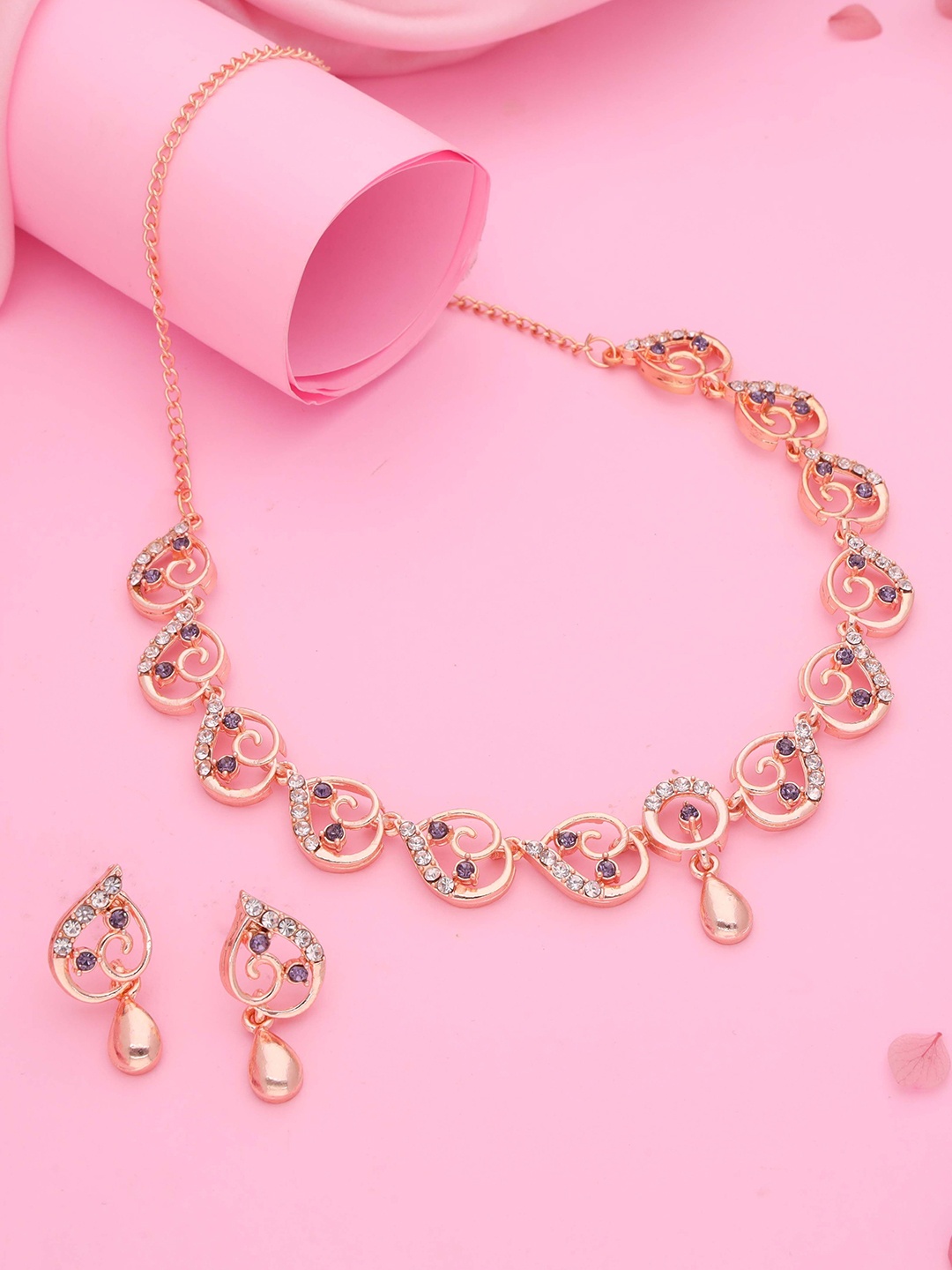 

Lyriss Gold-Plated Artificial Stone Studded Jewellery Set