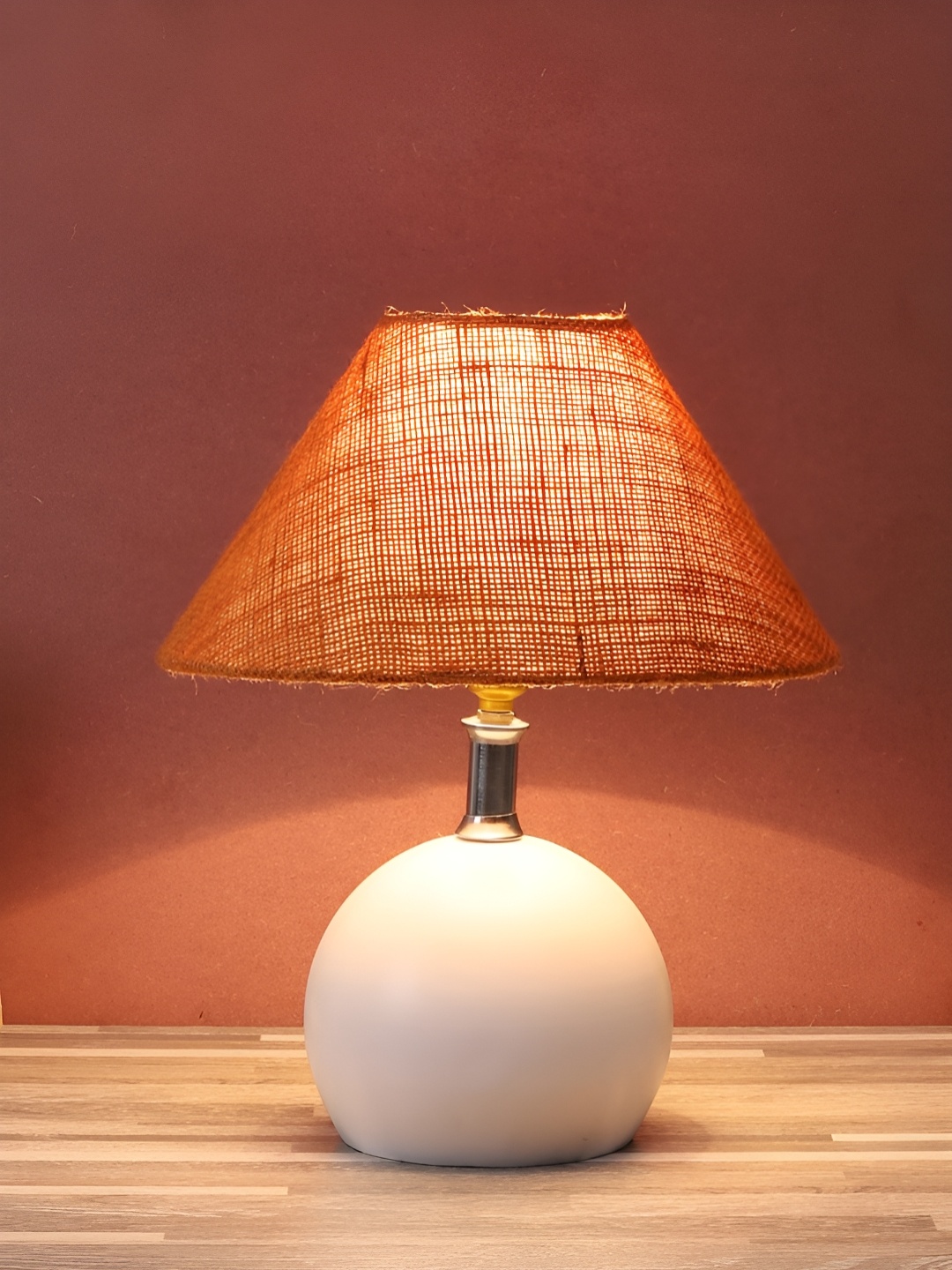 

BrightDaisy Mustard Printed Metal Frusturical Shaped Table Lamp