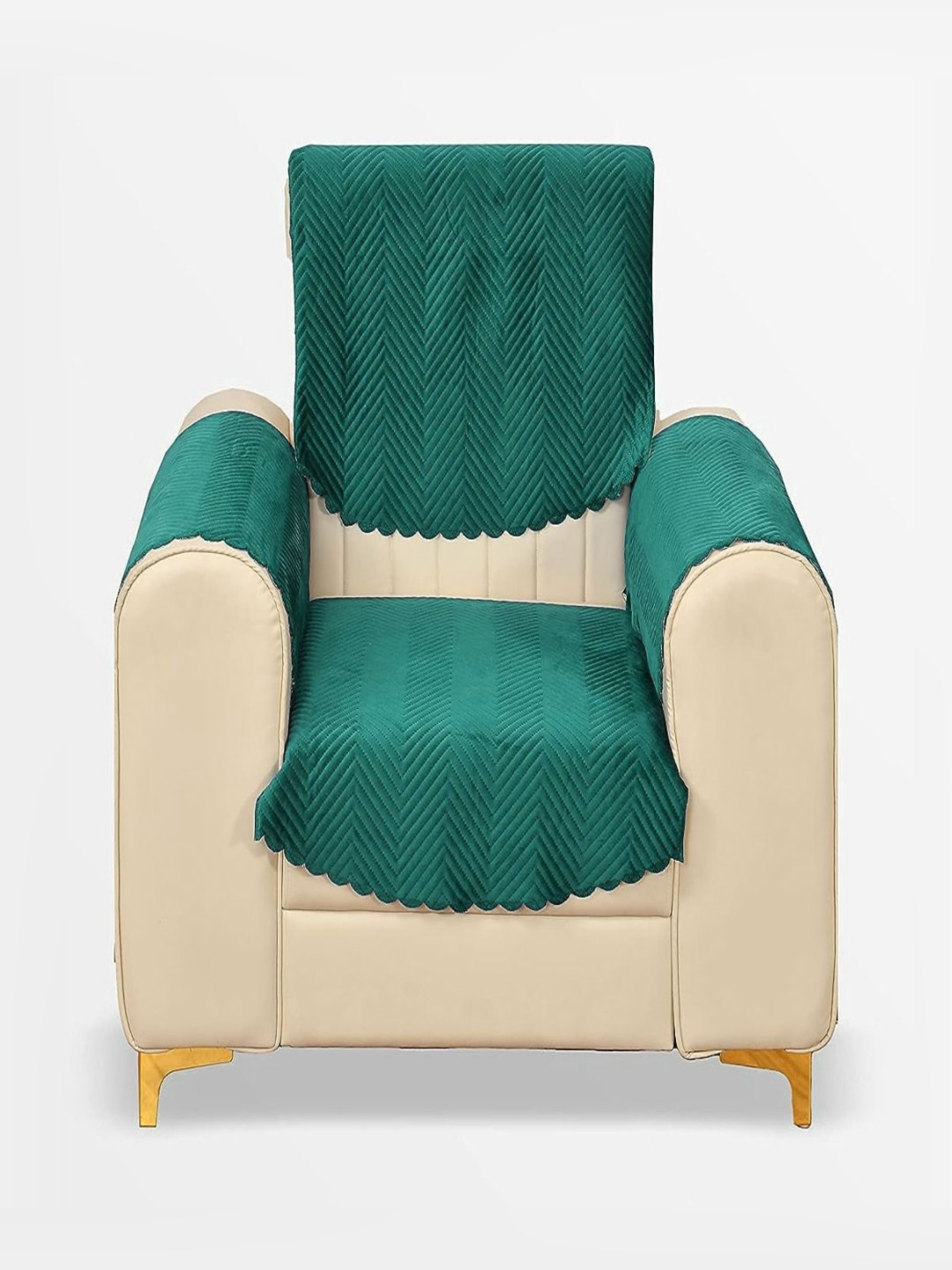 

Fashion Throw Teal Velvet 4 Piece Sofa Cover With Arms