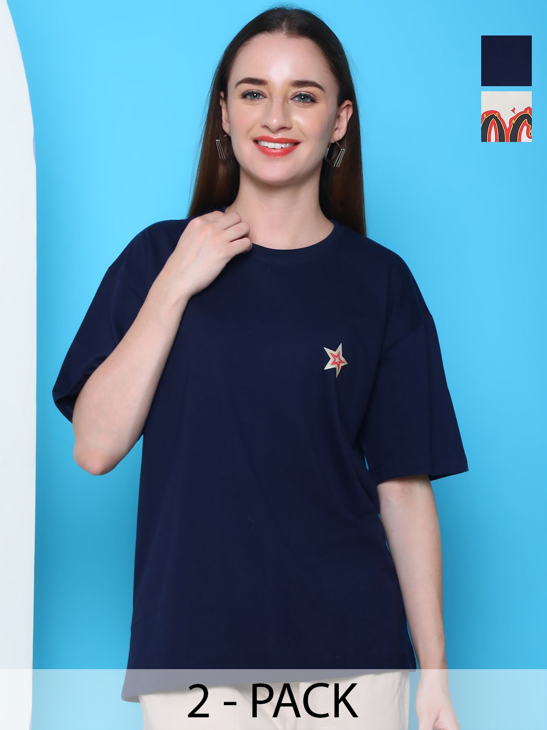 

Dreambe Women Typography 2 Printed Applique T-shirt, Multi