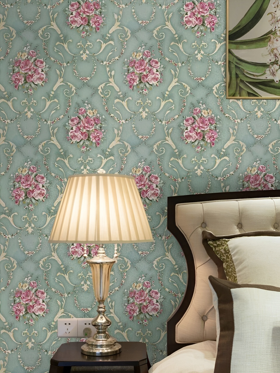 

ANNA CREATIONS Green & Pink Floral Printed Decorative Wall Stickers