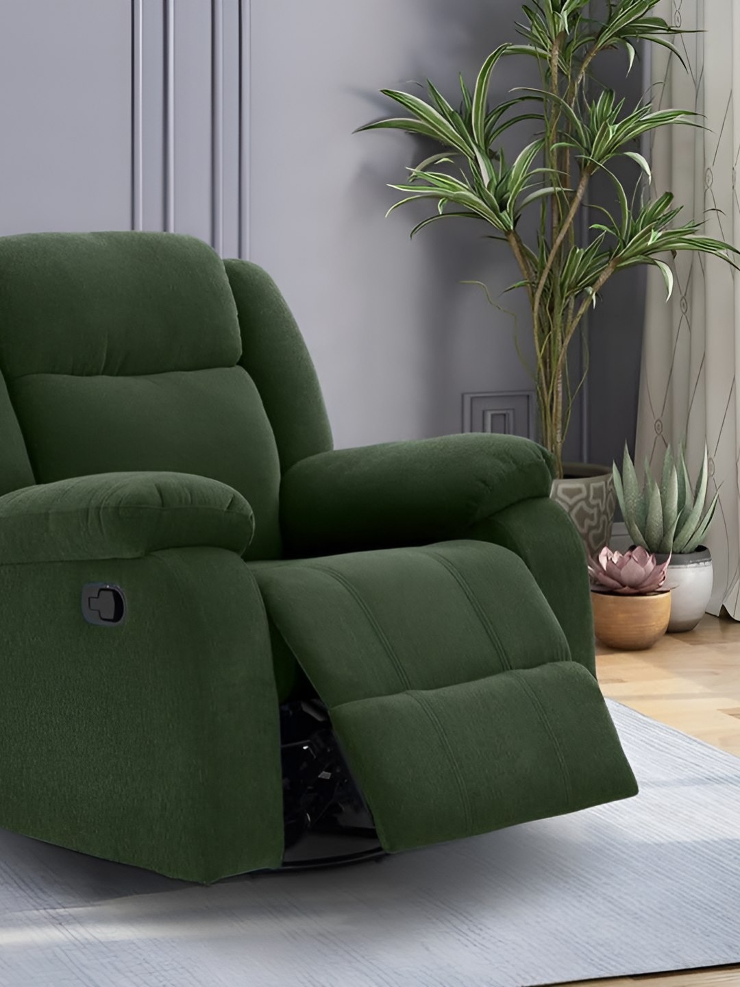 

Duroflex Avalon - Rocking & Revolving Single Seater Fabric Manual Recliner, Green