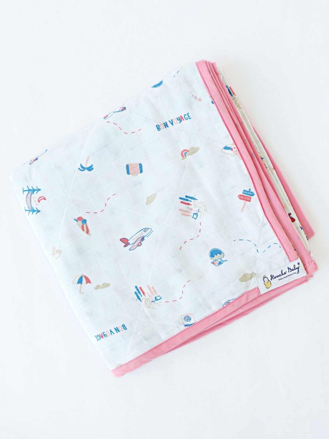 

Honcho Baby White & Pink 233 GSM Single Bed Blanket