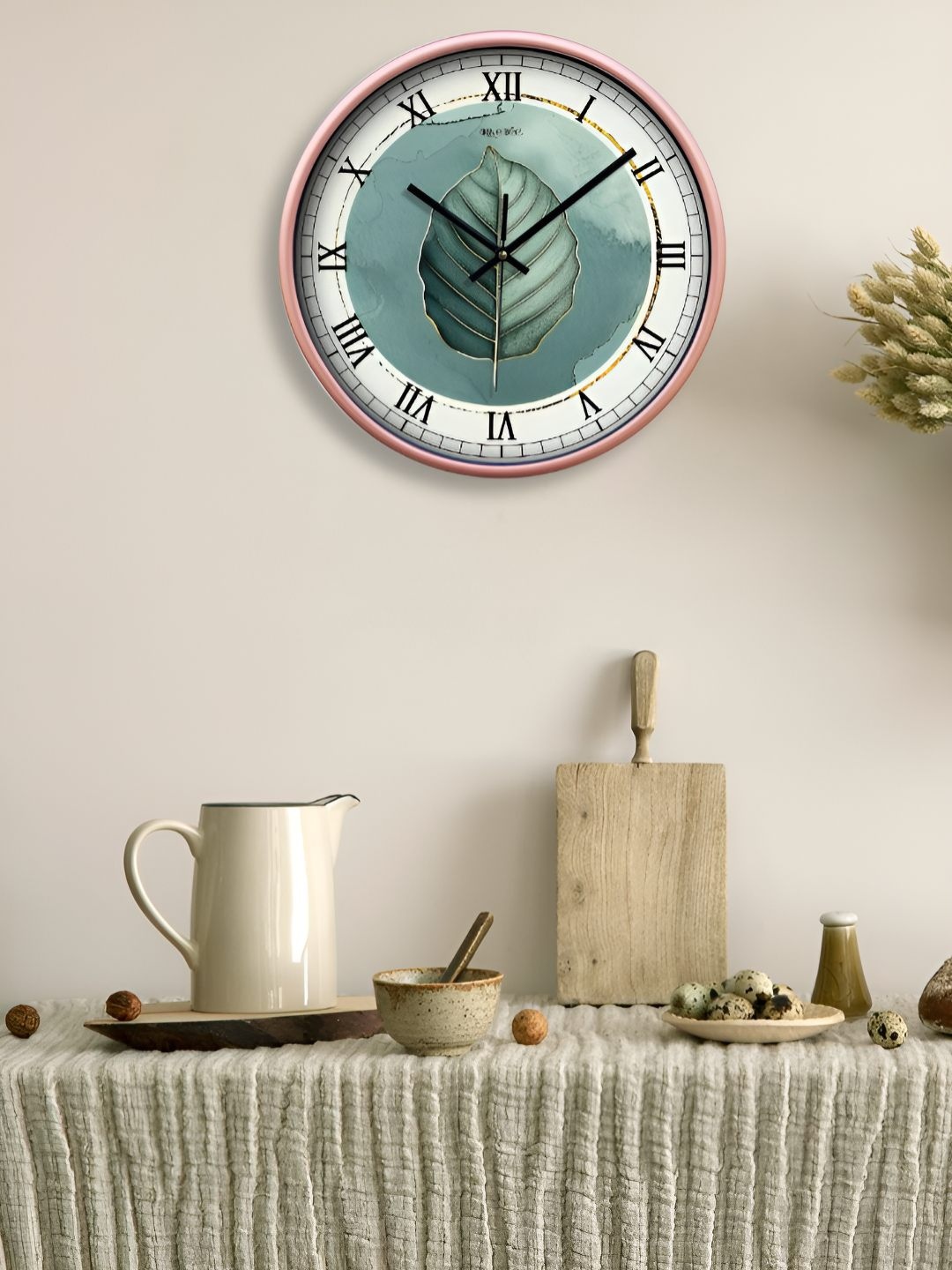 

OLIVE TREE Copper-Toned & White Printed Contemporary Round Shape Analogue Wall Clock