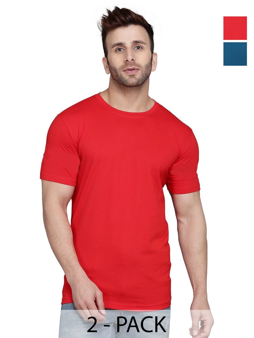 

WOOSTRO Men 2 Slim Fit T-shirt, Red