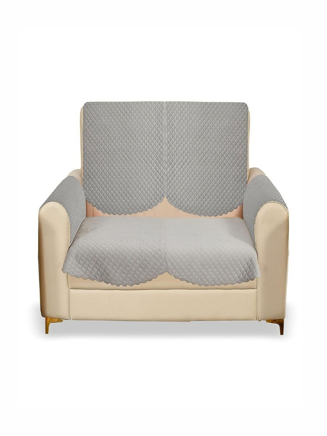 

Fashion Throw Silver-Toned Velvet 4 Piece Sofa Cover With Arms