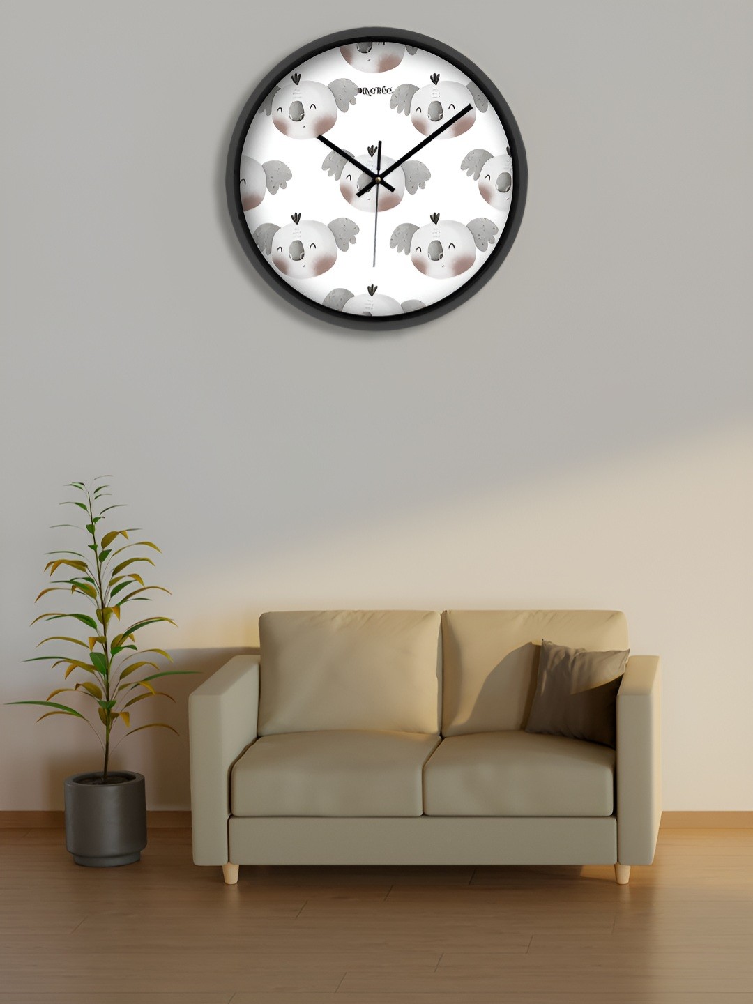 

OLIVE TREE Black & White Printed Round Shaped Contemporary Wall Clock