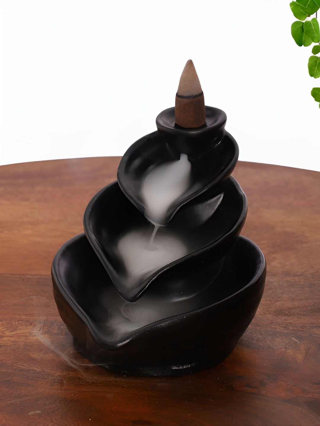 

INTERNATIONAL GIFT Black Leaf Cascade And Smoke Fountain Figurine Showpiece