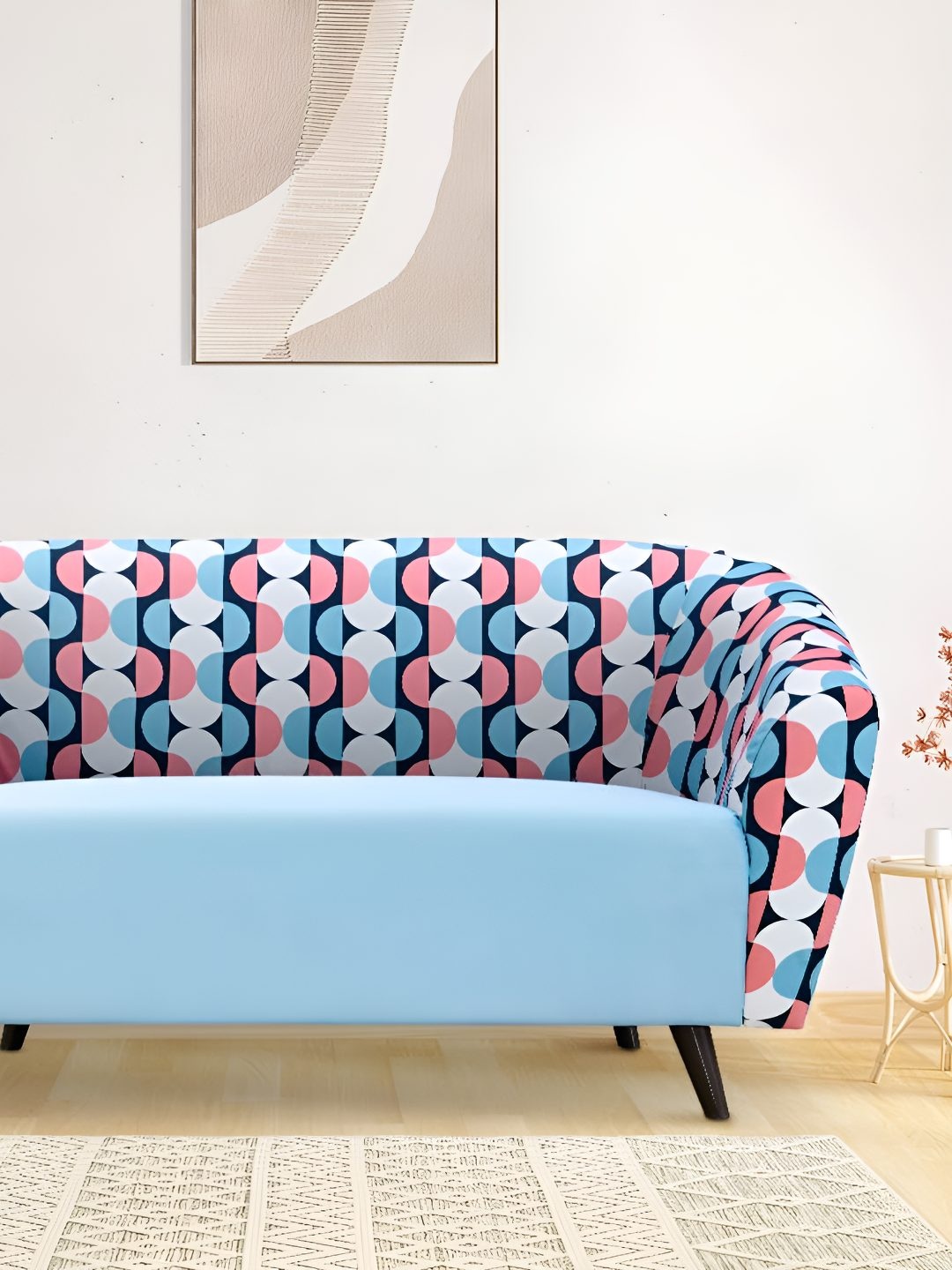 

Duroflex Meadow Blue & Pink Printed 2 Seater Light Cyan Interlace Loveseat