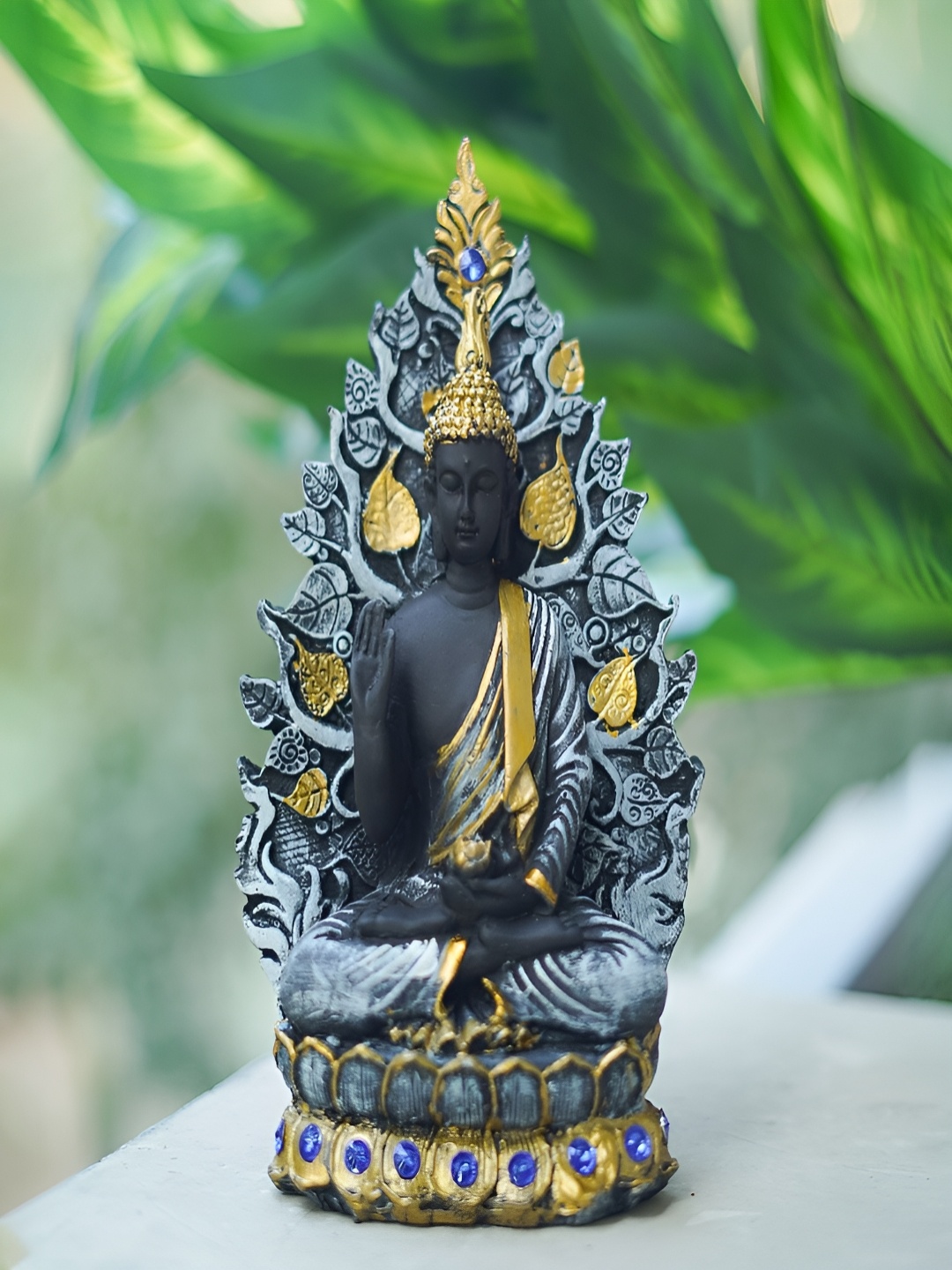 

Craftlayout Statue Black And Gold-Toned Lord Buddha Religious Idol Showpiece