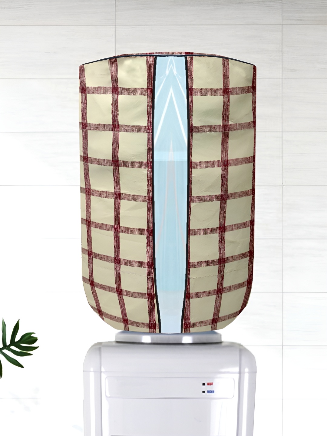 

KANUSHI INDUSTRIES Beige & Maroon Checked Waterproof Water Dispenser Cover