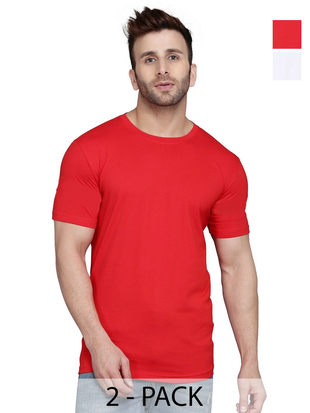 

WOOSTRO Men 2 Slim Fit T-shirt, Red