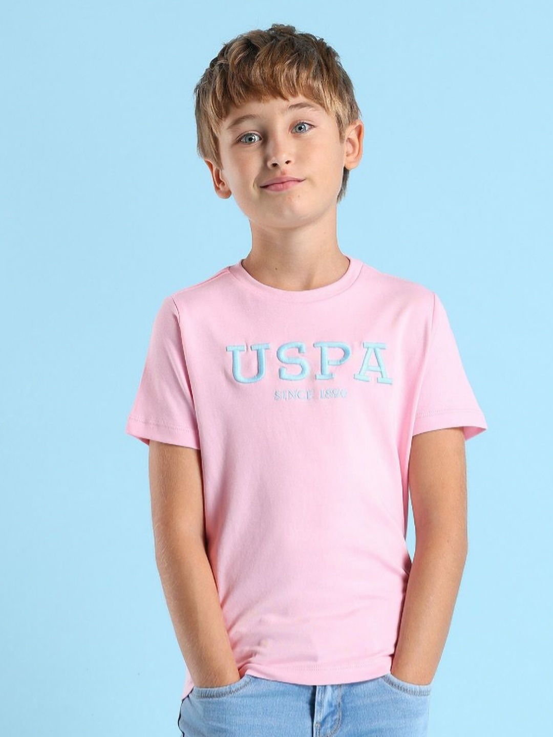 

U.S. Polo Assn. Kids Boys Brand Logo Printed T-shirt, Pink