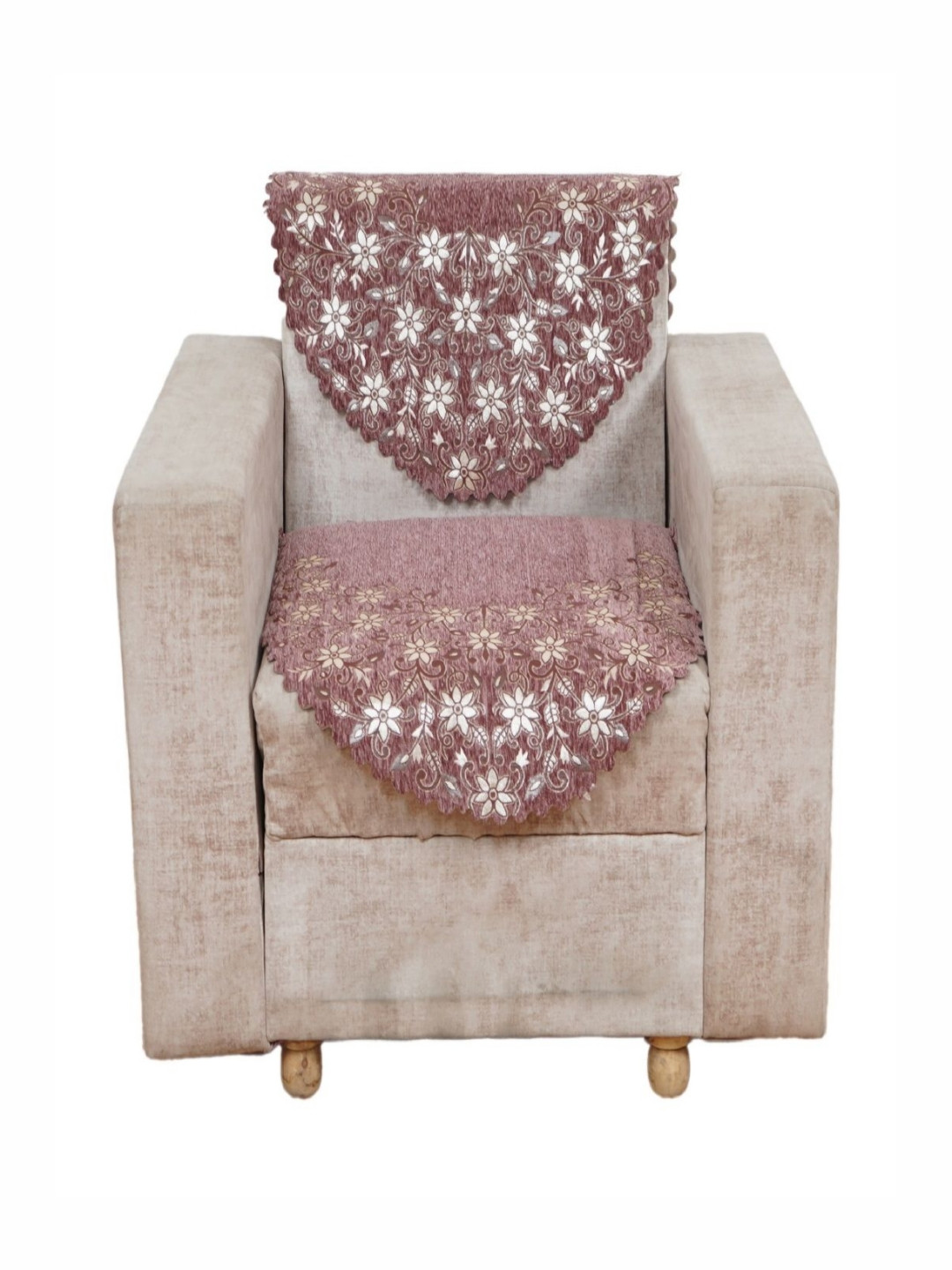 

Fashion Throw Pink & White Printed Jacquard 2 Piece Sofa Cover