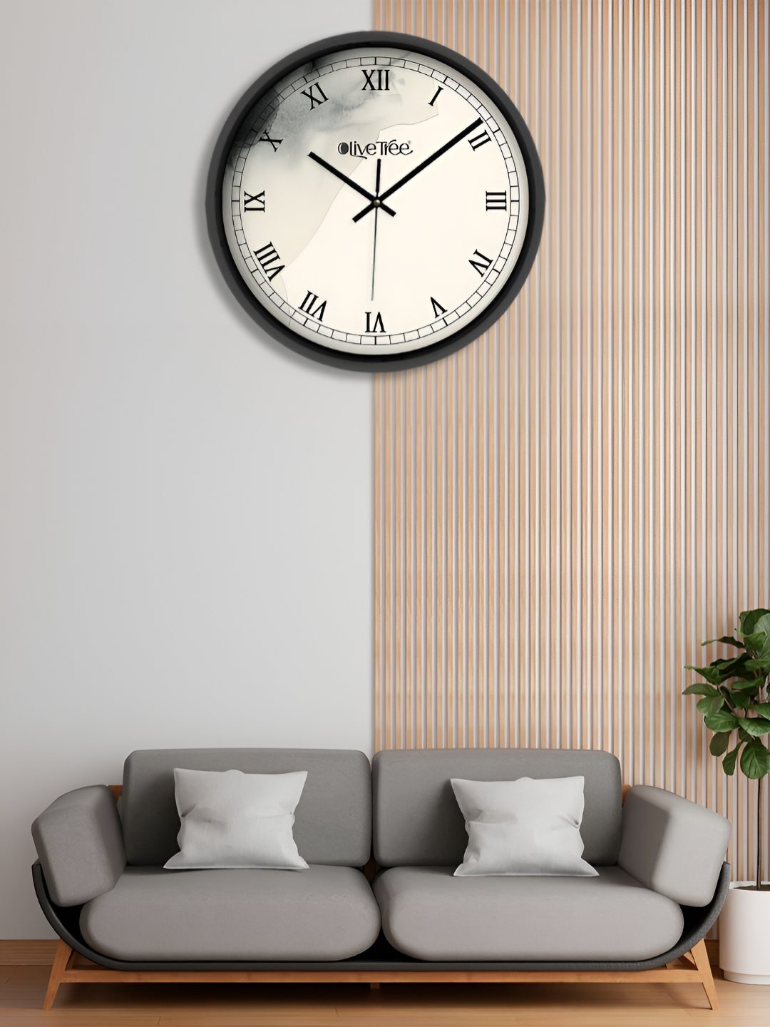 

OLIVE TREE Black & Off White Printed Contemporary Round Shape Analogue Wall Clock
