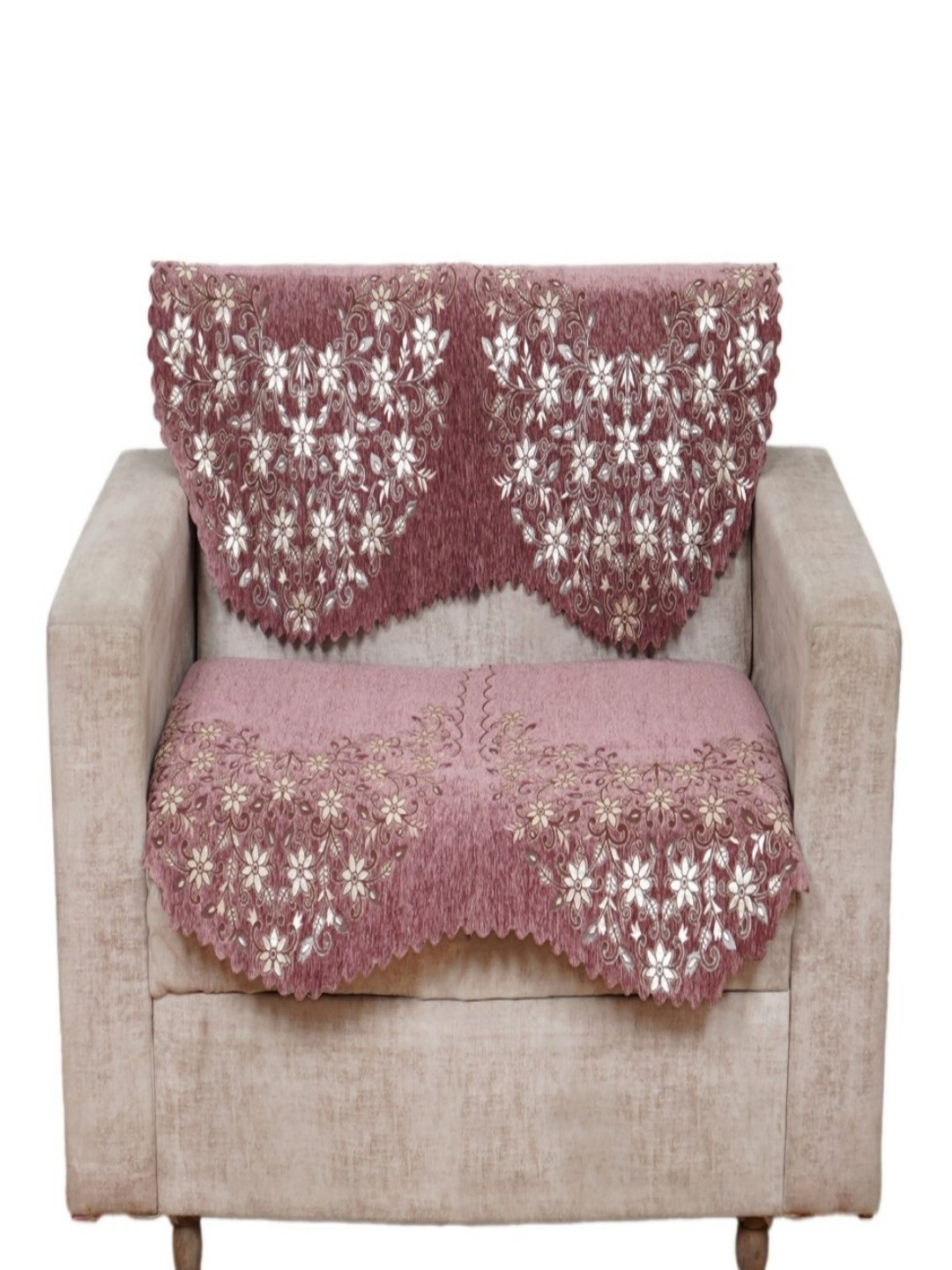 

Fashion Throw Pink & White Printed Jacquard 2 Piece Sofa Cover