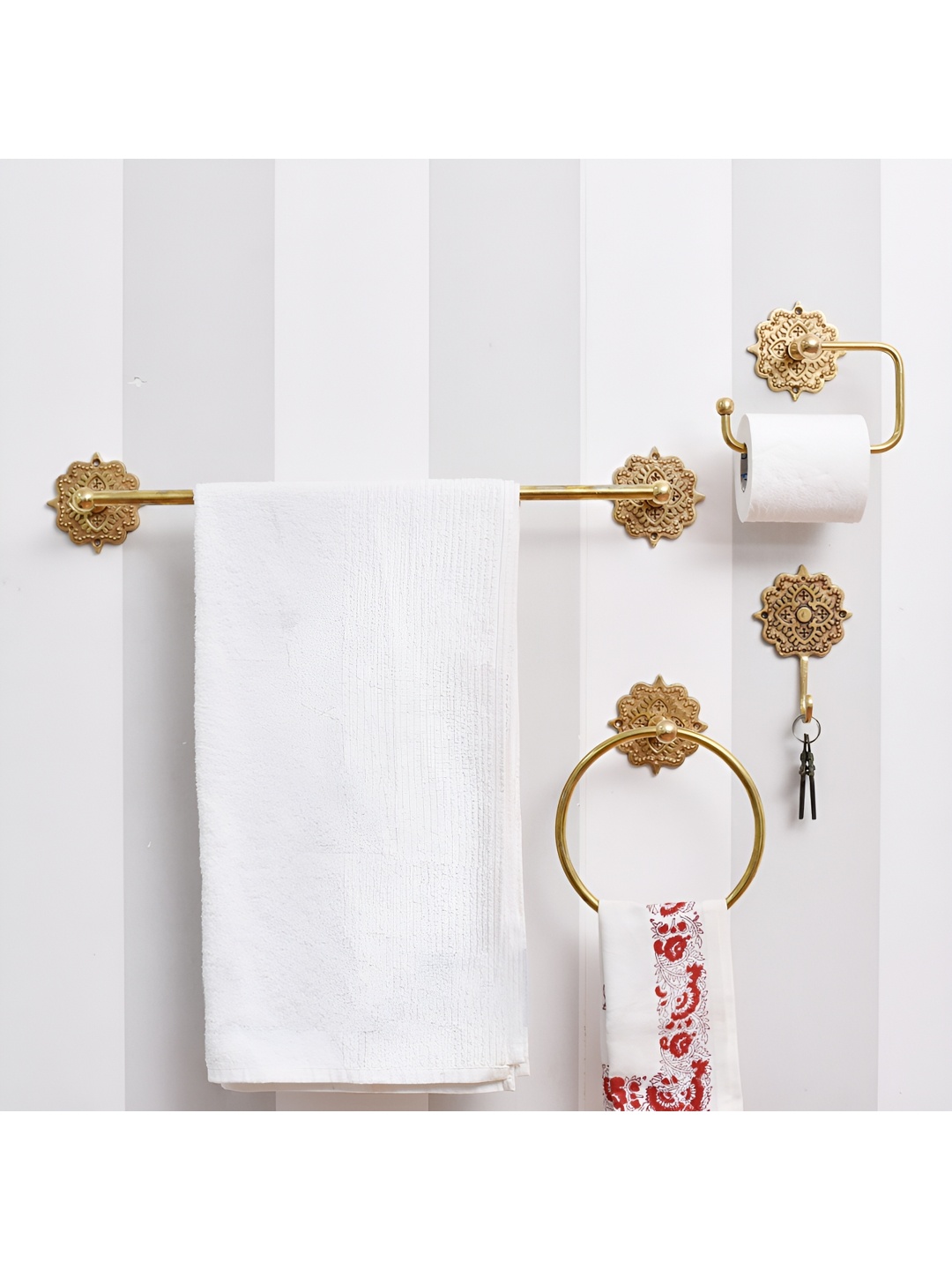 

Indianshelf Bronze-Toned 4 Pieces Brass Bath Accessories Set