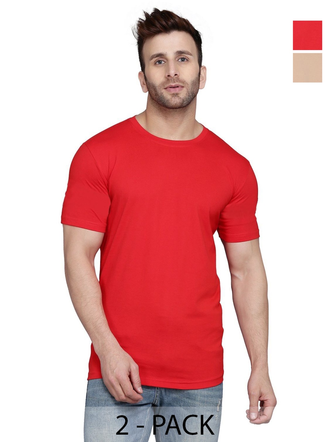 

WOOSTRO Men 2 Slim Fit T-shirt, Rust