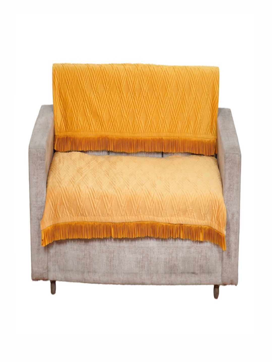 

Fashion Throw Yellow 2 Pieces Velvet Sofa Cover