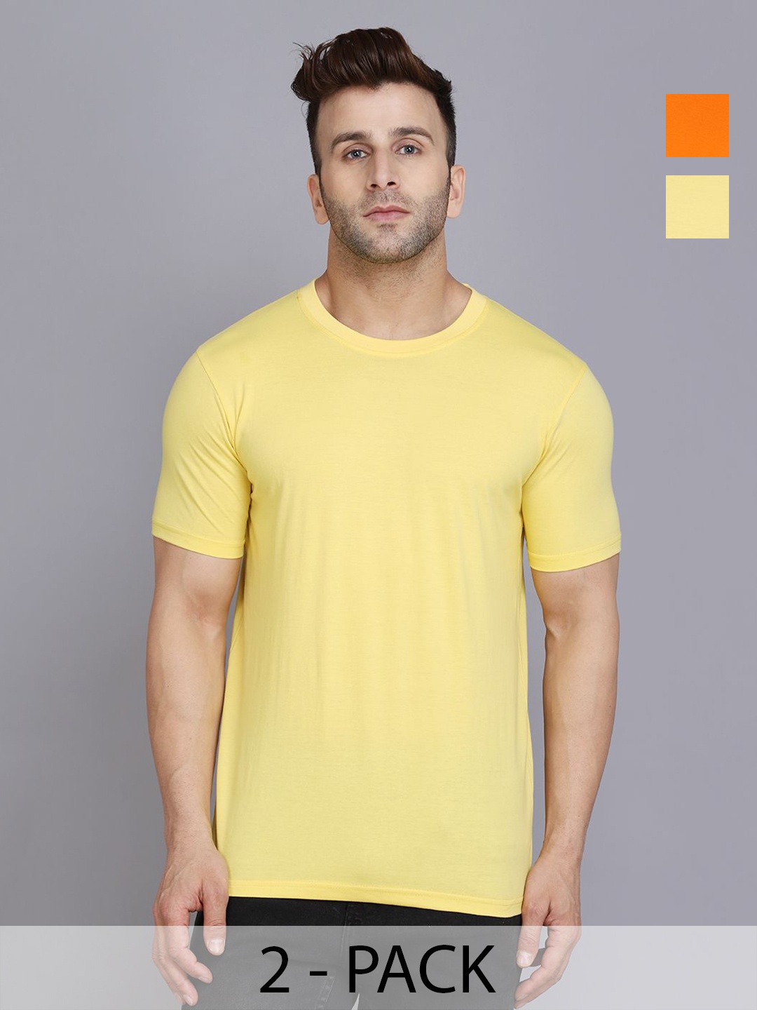 

WOOSTRO Men 2 Slim Fit T-shirt, Yellow