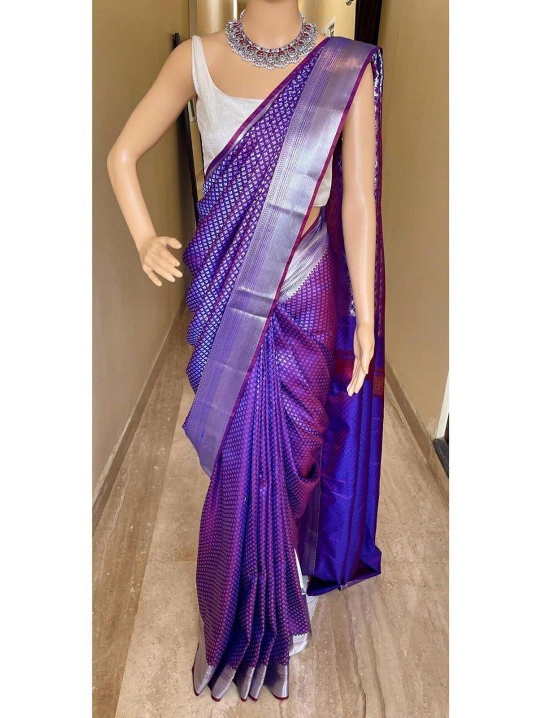 

bansari textiles Woven Design Pure Silk Tussar Saree, Purple