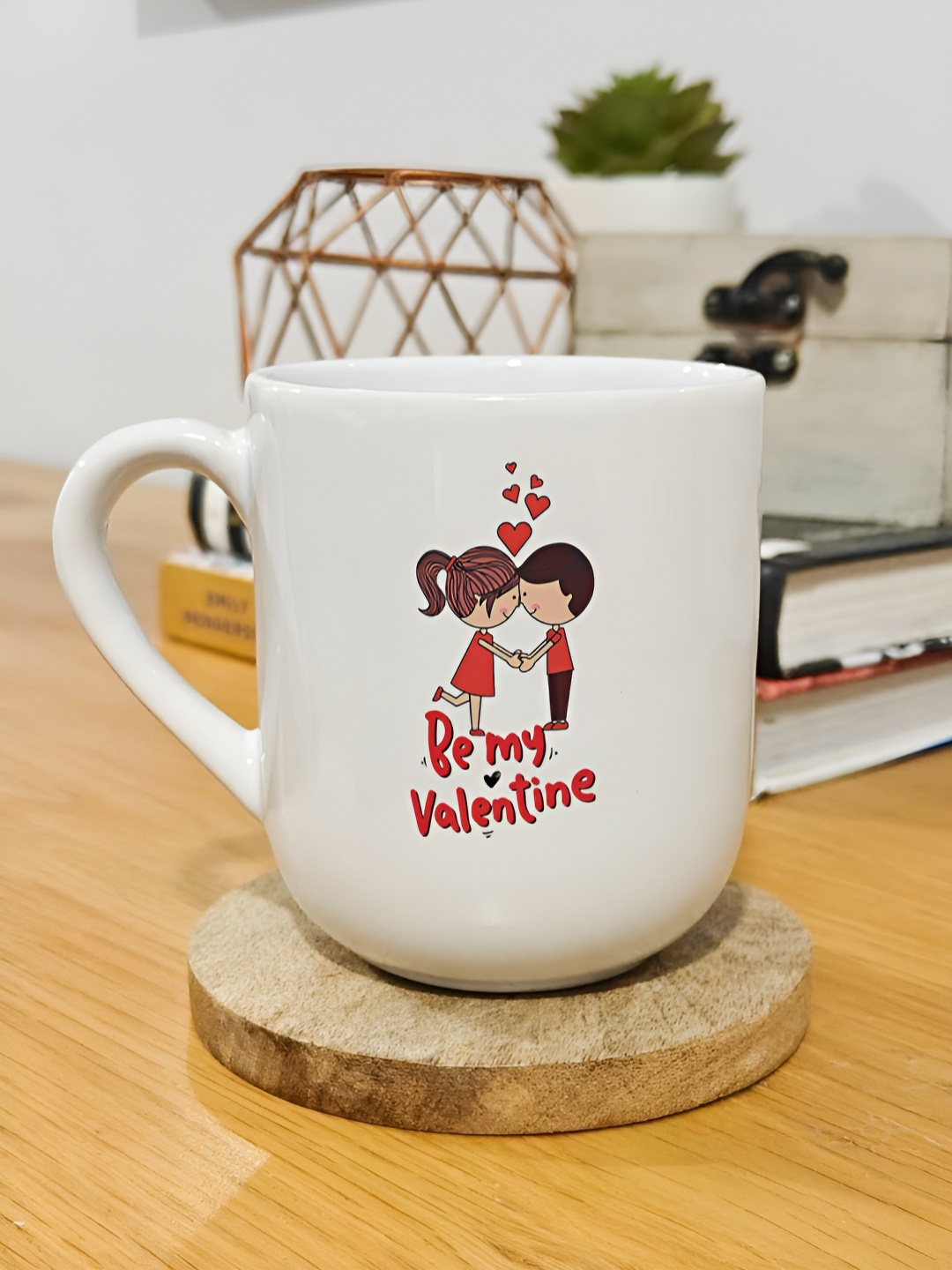 

One Posh Home White & Red Printed Ceramic Glossy Mugs Set of Cups and Mugs