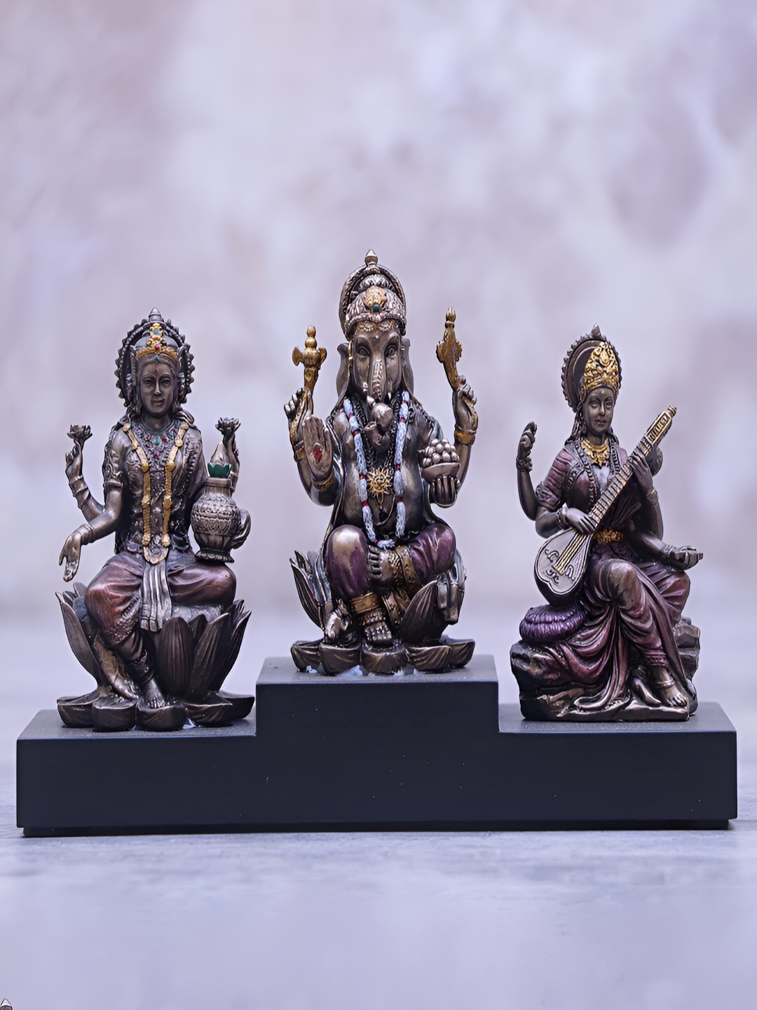 

Craftlayout Gunmetal-Toned Lord Ganesha Religious Idol Showpiece, Metallic