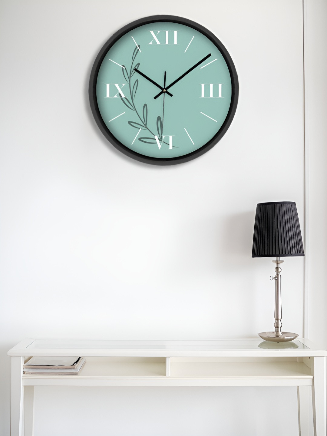 

OLIVE TREE Black & Green Leaf Printed Analogue Round Shaped Contemporary Wall Clock