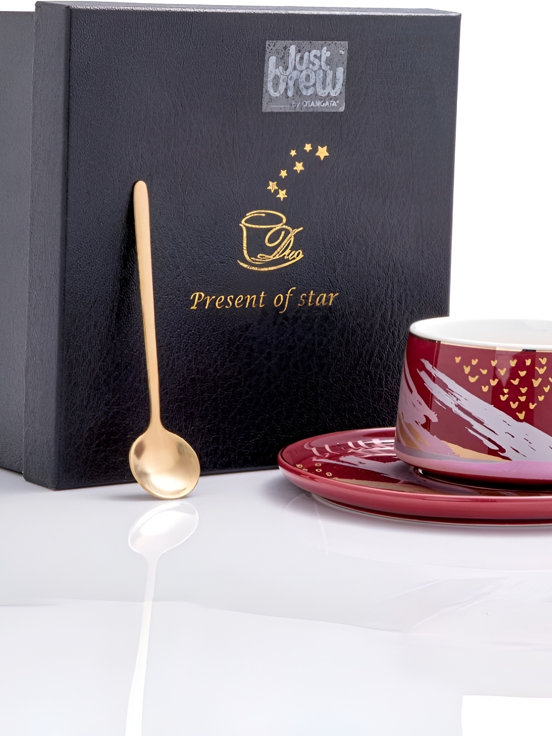 

giBOX Red & White 3 Pieces Printed Premium Ceramic Tea Set 200ml